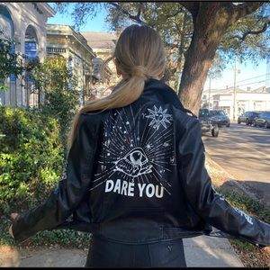 Eye Dare You Black Leather Moto Jacket
